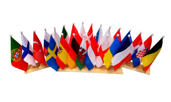 Euro 2024 - 9"x6" Table Flags Wooden Plinth Base Pack 